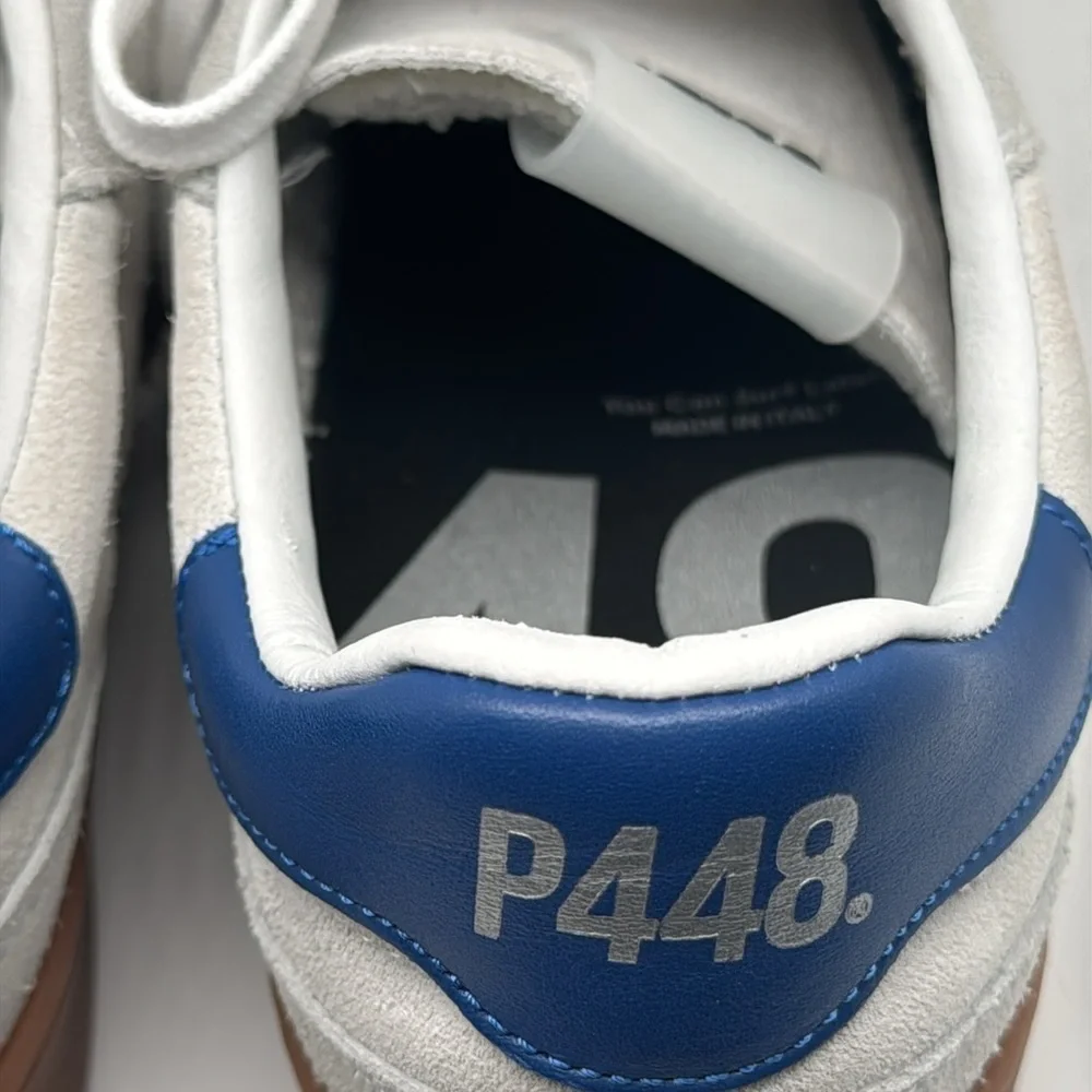P448 Mens White At Heel and Tongue Vert Toe Wedge Leather Sneakers Shoes Size 39